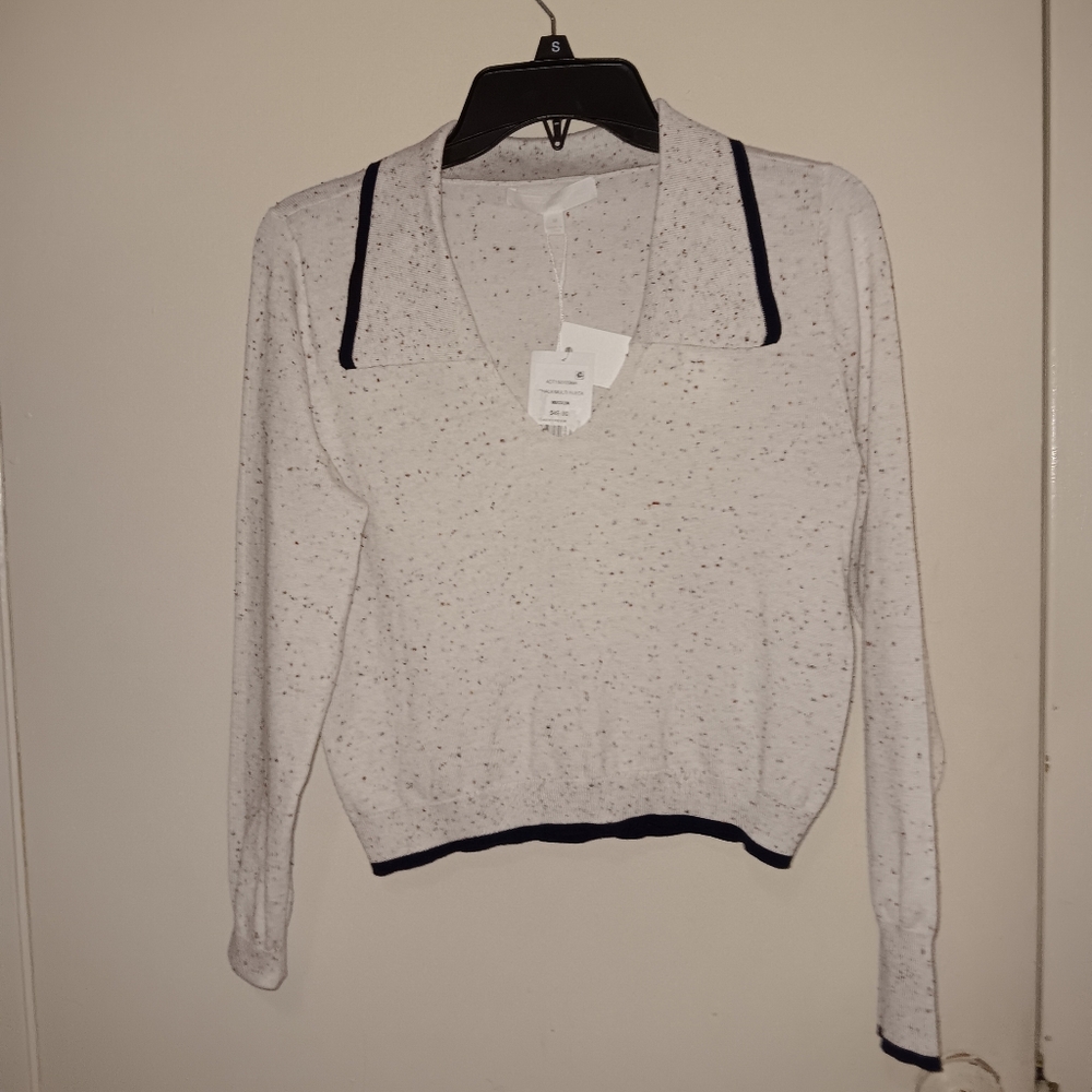 Speckled White Long Sleeve Sweater
